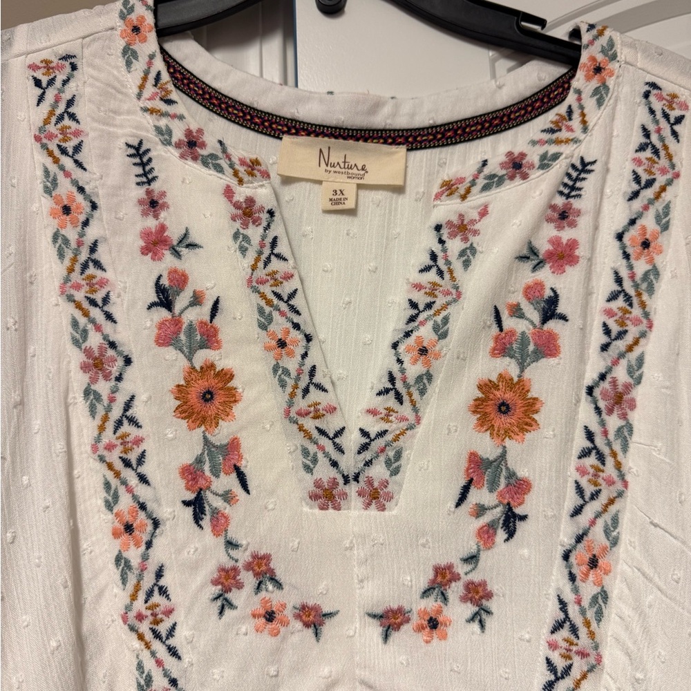 Westbound Boho Blouse with Floral Embroidery - Picture 3 of 3